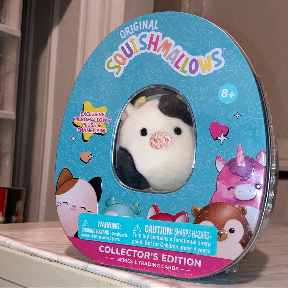 Sealed Squishmallows Micro Mallow Connor the Cow Collector's Tin